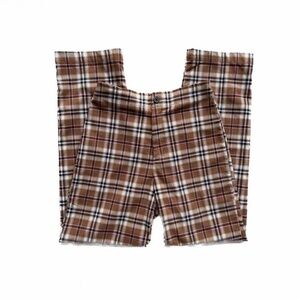 Plaid Straight Leg Brandy Melville Brown And White Pants